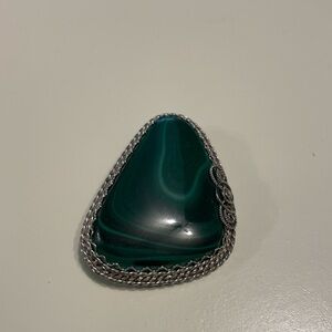Sterling Silver Malachite Brooch